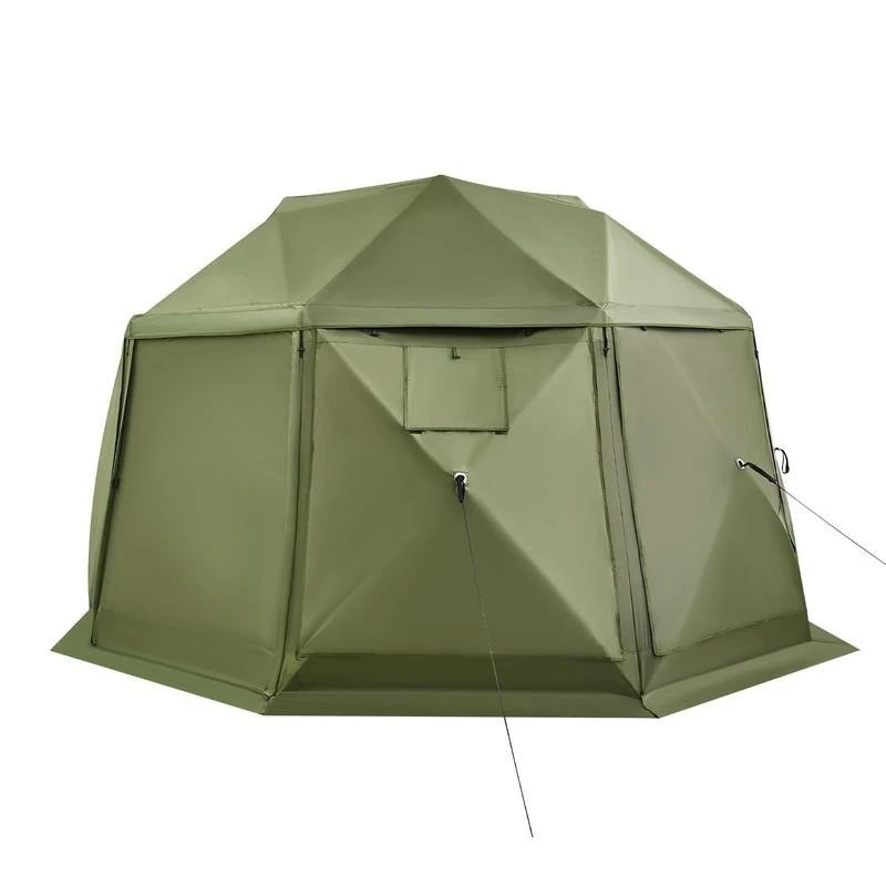 Pop up Gazebo Screen Tent, 13 x 13 ft, 13-Sided Spherical Camping Canopy Tent with Removable Top & Carry Bag, Quick-Set & Bite-Proof, Screen House Sun Shelter for 10-12 Persons, Green