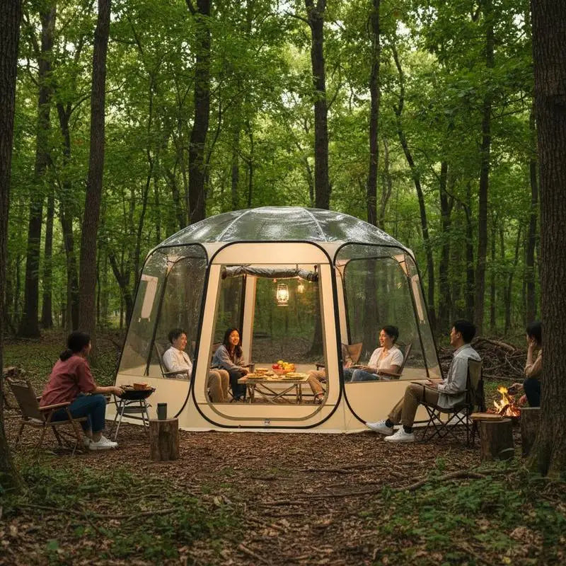 Pop-up bubble tent, 366 x 345 x 220 cm, transparent camping tent, garden dome igloo tent with windows, sports tent, 540° panoramic view, for 10-12 people, terrace, backyard