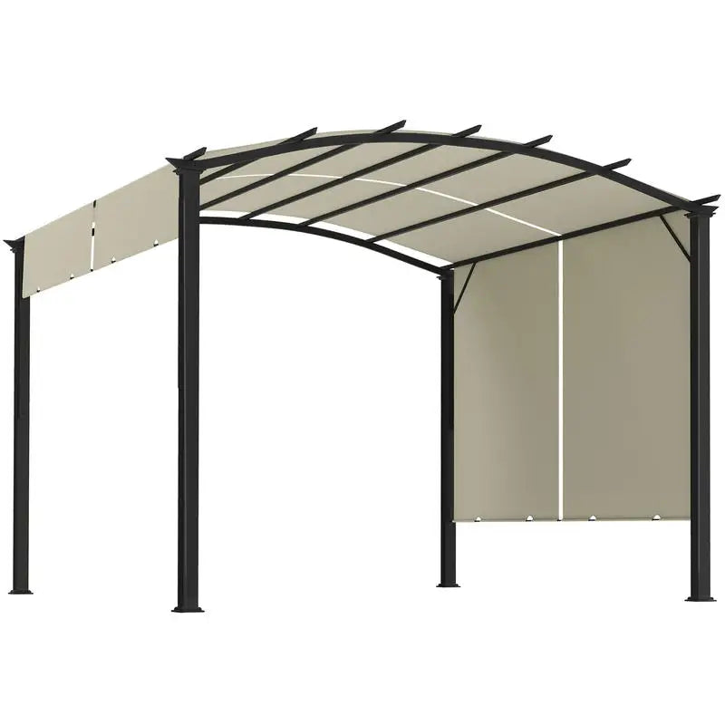 Outsunny 11' x 11' Outdoor Retractable Pergola Canopy for Backyard, Beige