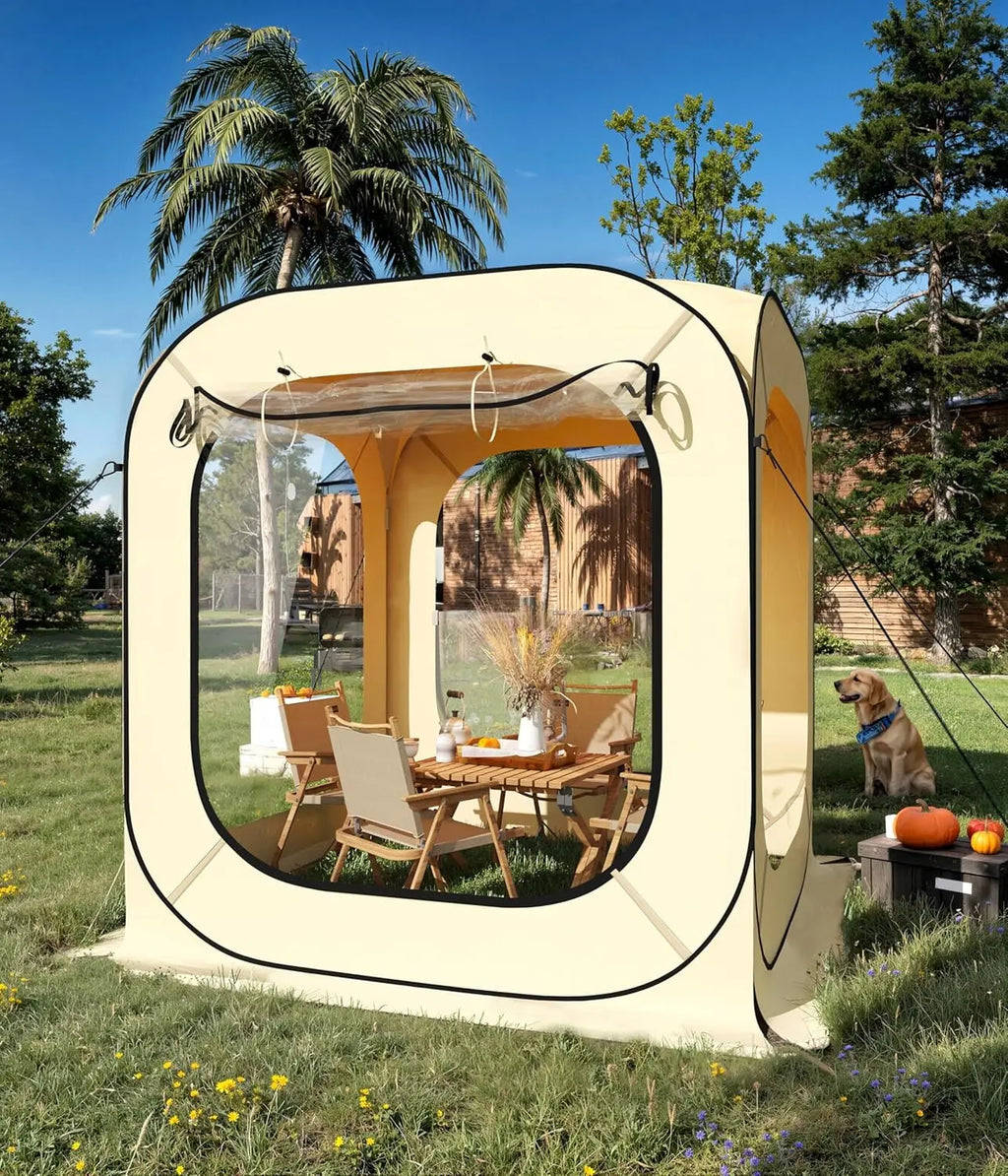 Garvee for 4-12 Person Foldable Pop Up View Tent, 10x10ft Instant Bubble House with Portable Screen, Rainproof for Camping Sun Shelter