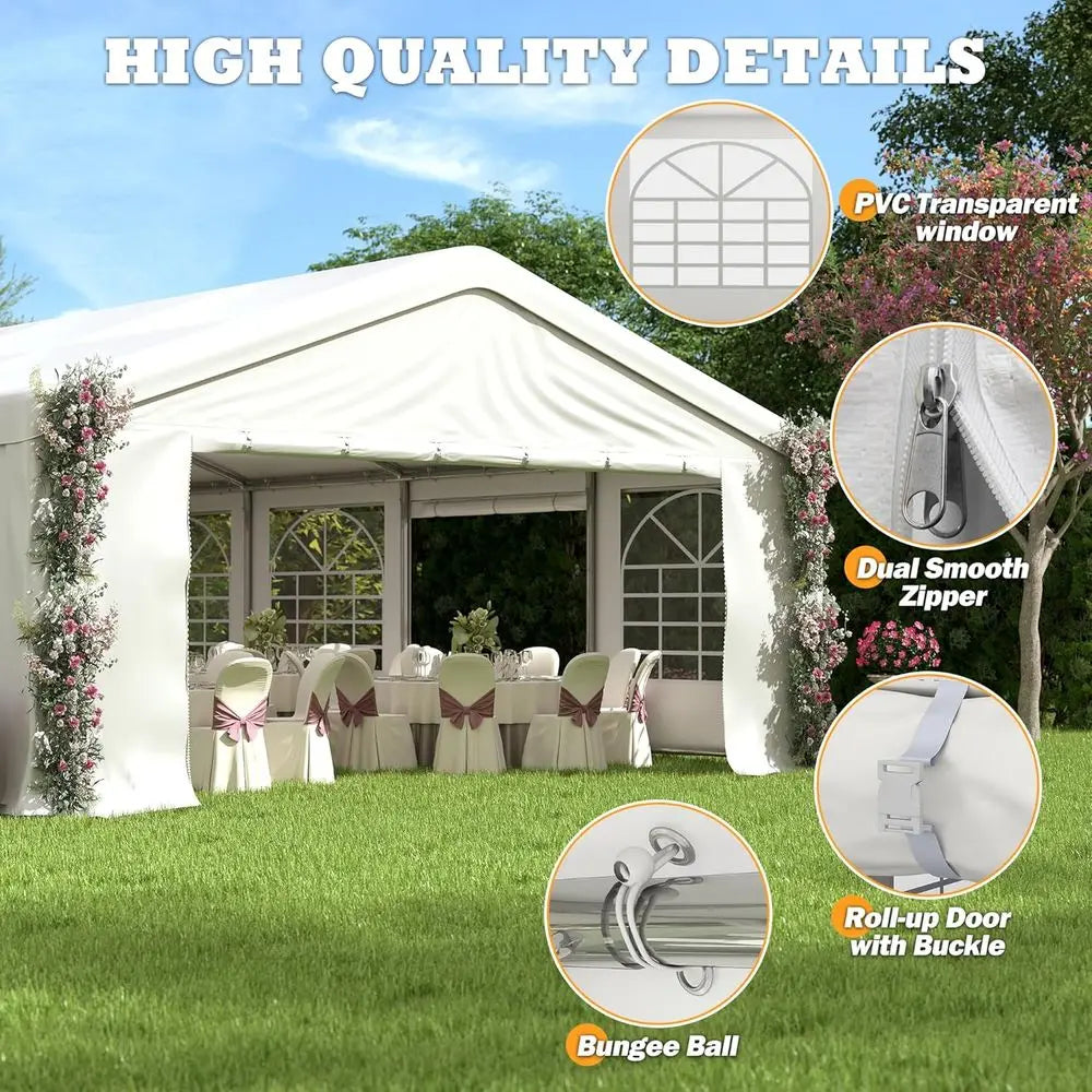 Heavy-Duty 20x40 Outdoor Party Tent with Removable Sidewalls for Weddings and Events