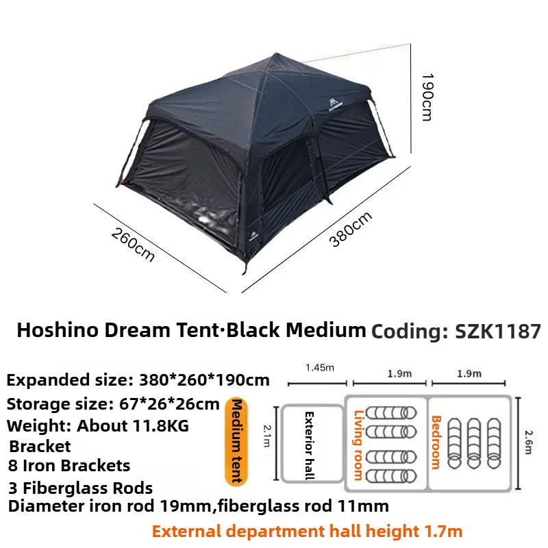 MOUNTAINHIKER Camping Family luxury Tent 3-12 Person Double Layers Oversize 2 Rooms Thickened Rainproof Outdoor Tour Equipment
