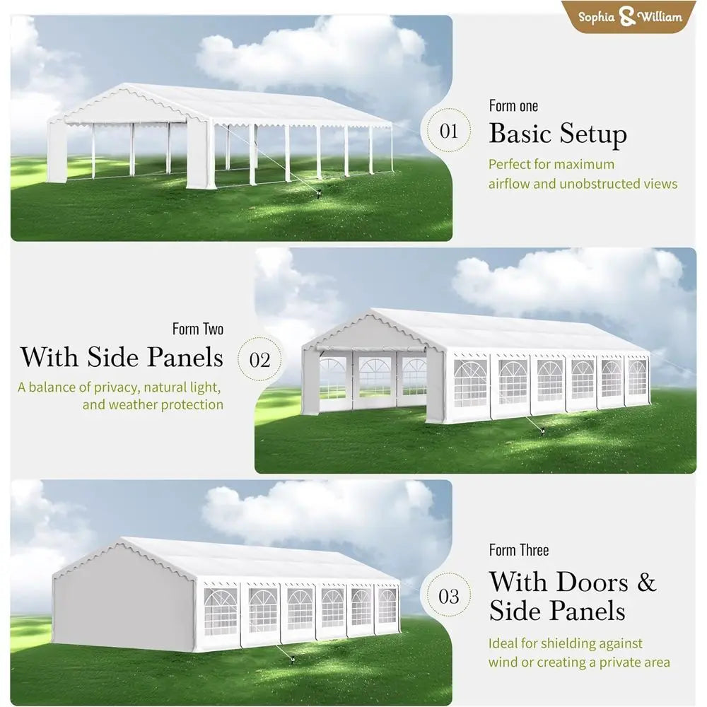 Heavy-Duty Waterproof Outdoor Party Tent, 20x40 ft, with Sidewalls, Ideal for Weddings and Events