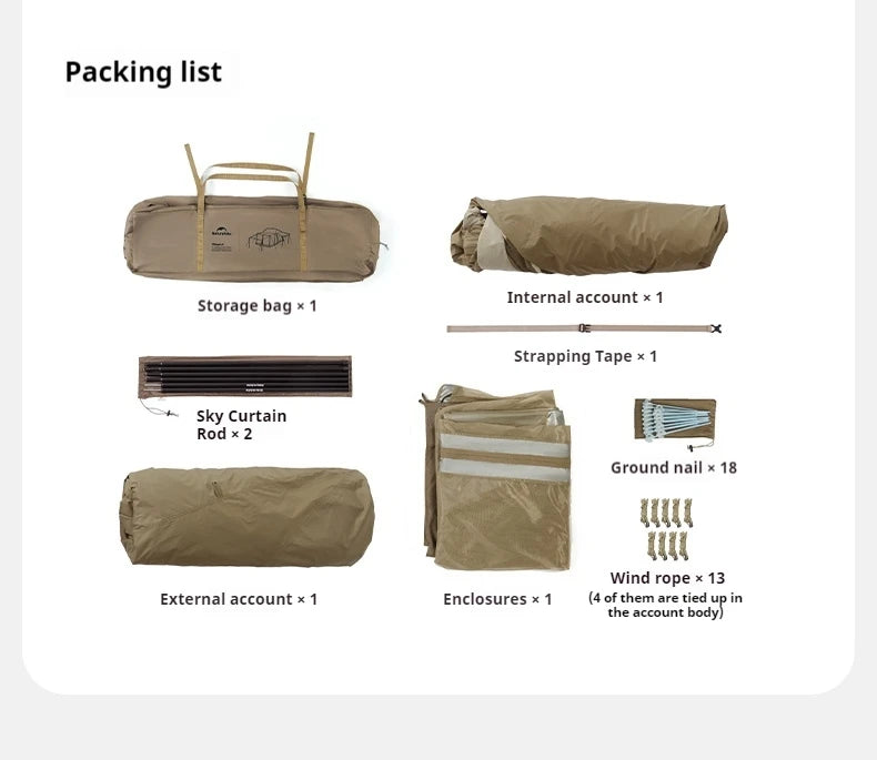 Naturehike Village 6.0-Roof Quick-open Camping Tent Outdoor Portable 150D Titanium Black Oxford Cloth Waterproof Sunscreen Tent