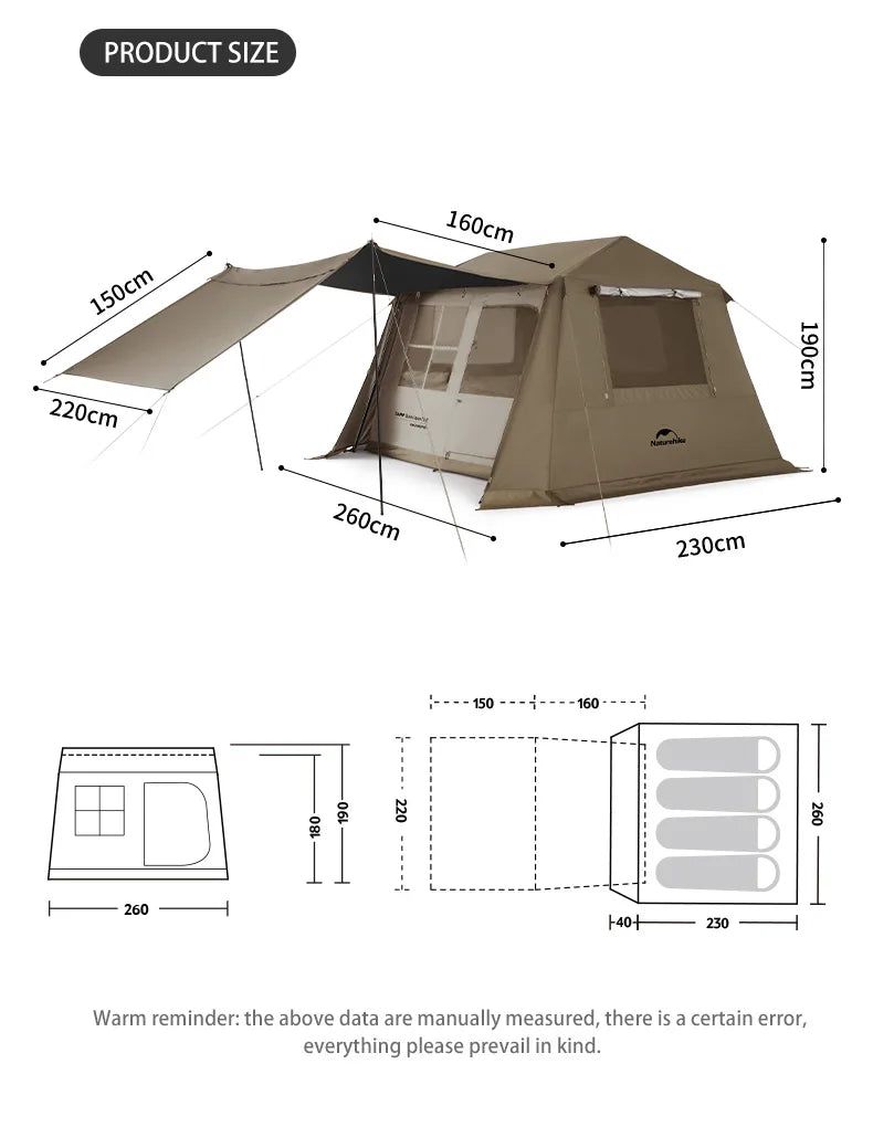 Naturehike Village 6.0 The Second Generation Quick Open Tent Family Automatic Tent for Camping Outdoor