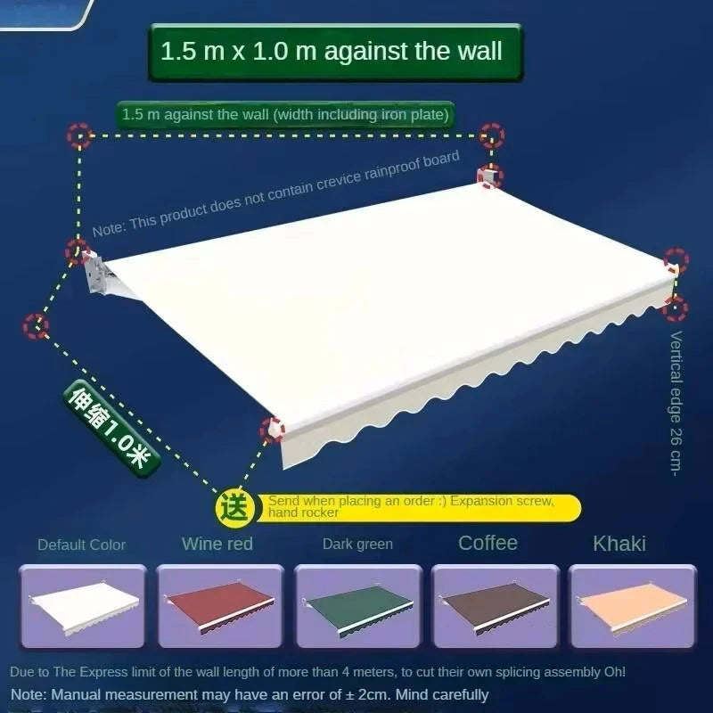 Outdoor Retractable Gazebos Electric Hand-cranked Sun Protection and Rain Protection Canopy Creative Courtyard Balcony Tents ZZ