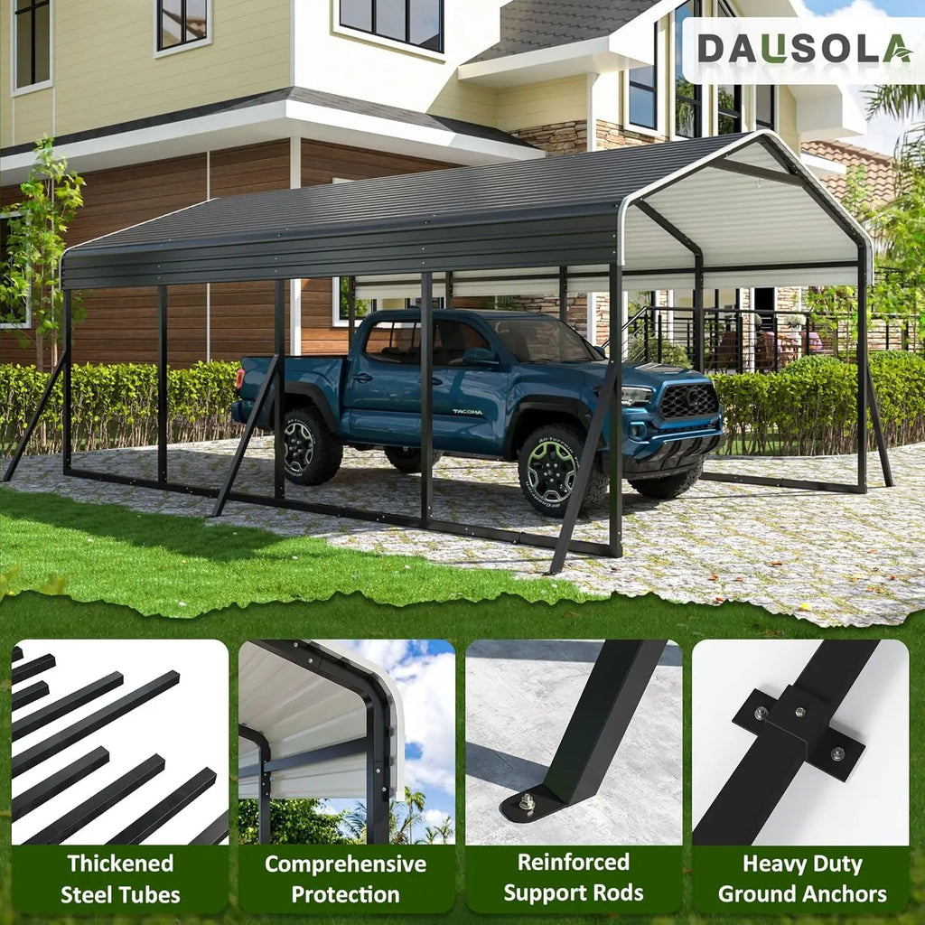 12x20 FT Heavy Duty Metal Carport Galvanized All-Weather Car Shelter Outdoor Garage for Car Boat Tractor Custom