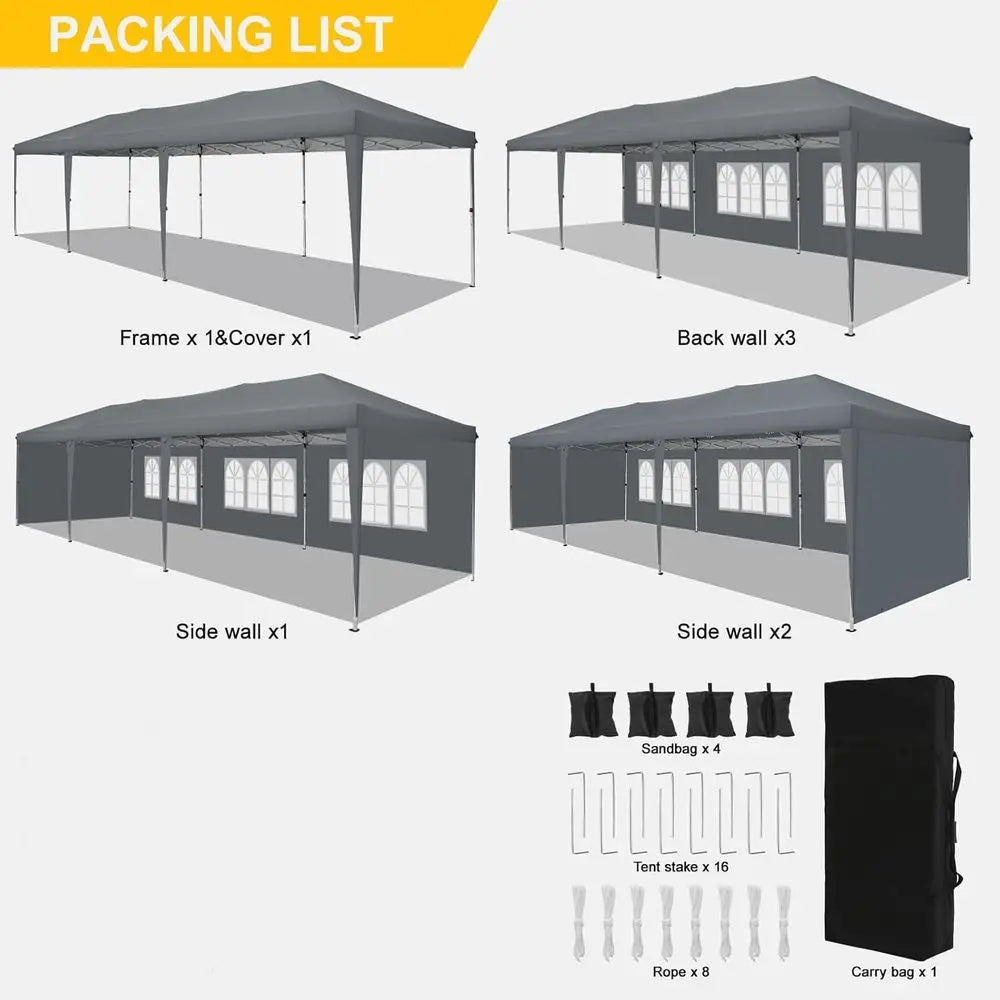 10x30 Pop  Canopy Tent with 5 Sidewalls Party Tents for Parties Wedding Backyard Waterproof Outdoor Commercial Canopy Event w