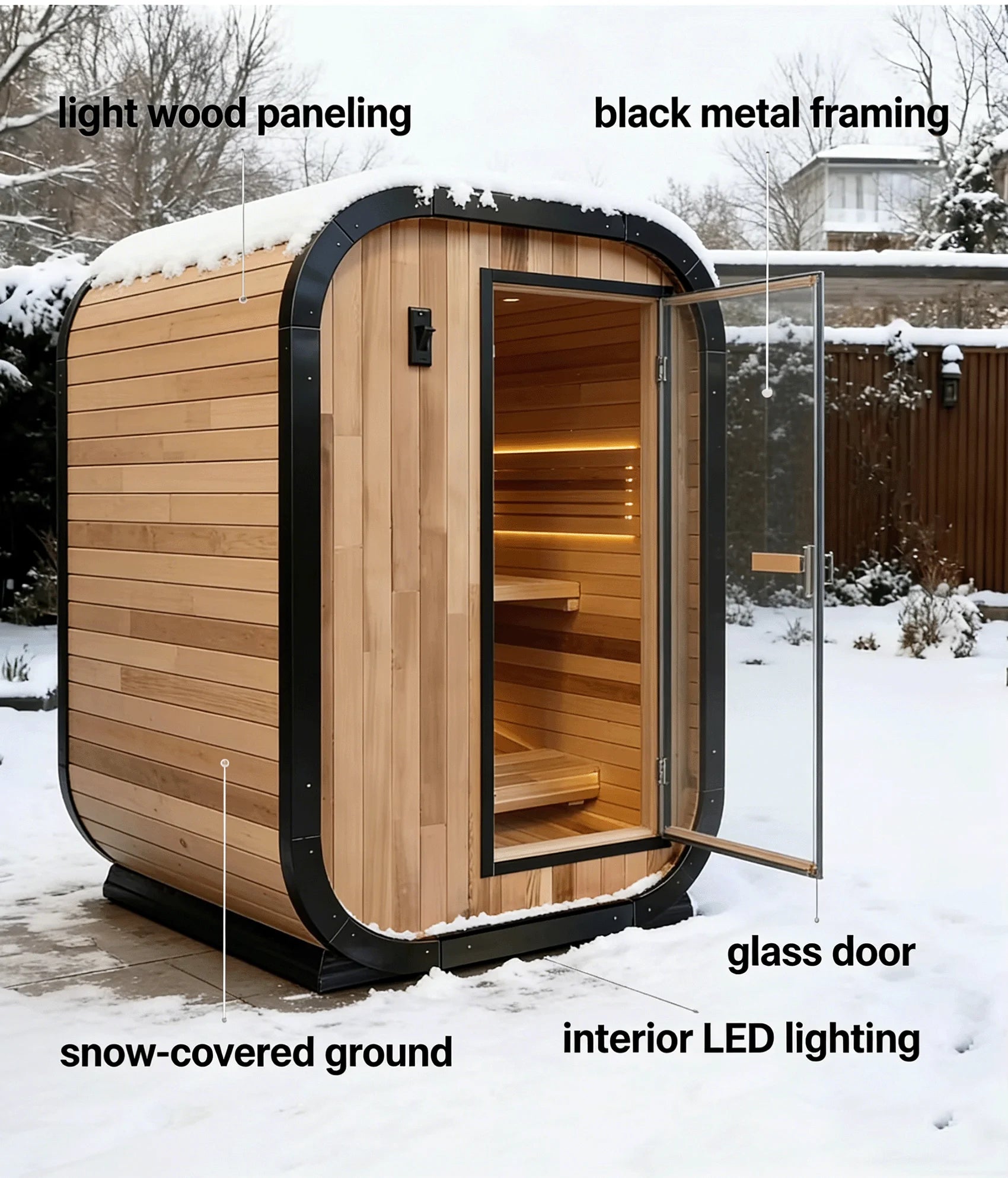 Sauna panoramique extérieur sur mesure, cabine de vapeur ronde, anti-corrosion, anti-fissuration, durable, chauffage intégré, spa à domicile