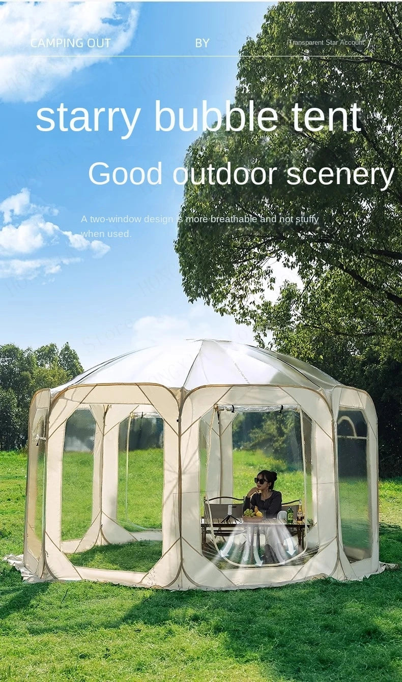 New Star Tent Transparent Bubble House Sun Room 4-10 Person PVC Courtyard Restaurant Shed Camping Supplies Outdoor Camping