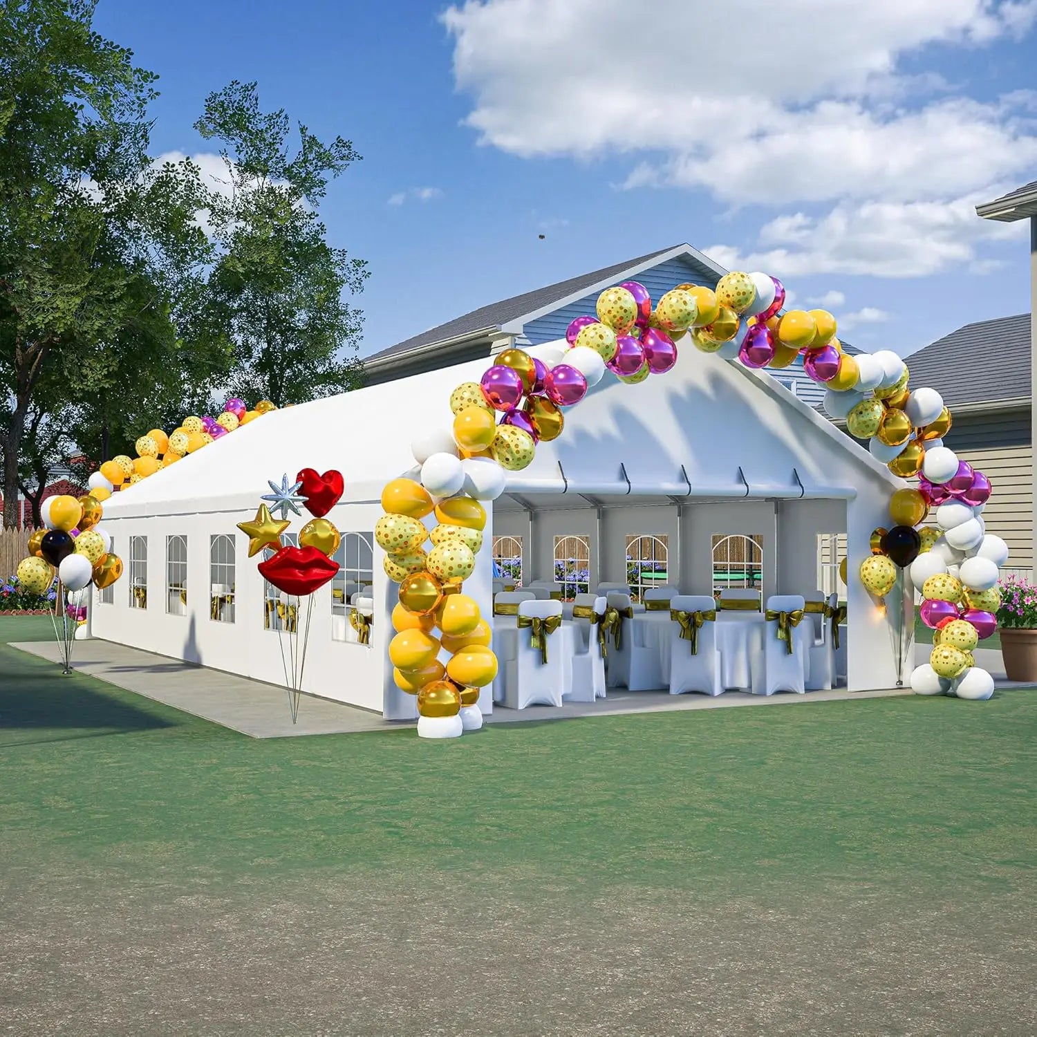 20'x40' Heavy Duty PVC Cover Outdoor Gazebo Event Shelter Carport Tent with Removable Sidewalls for Wedding Party Activities