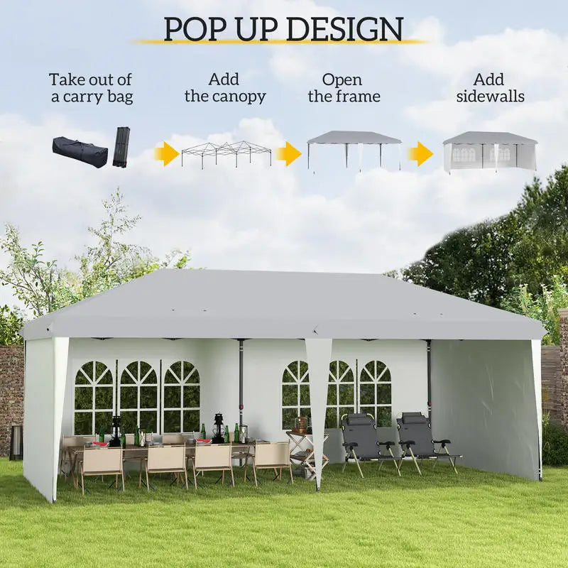10' x 20' Outdoor Pop Up Canopy Tent Party Tent Instant Shelter W/ Carrying Bag, White