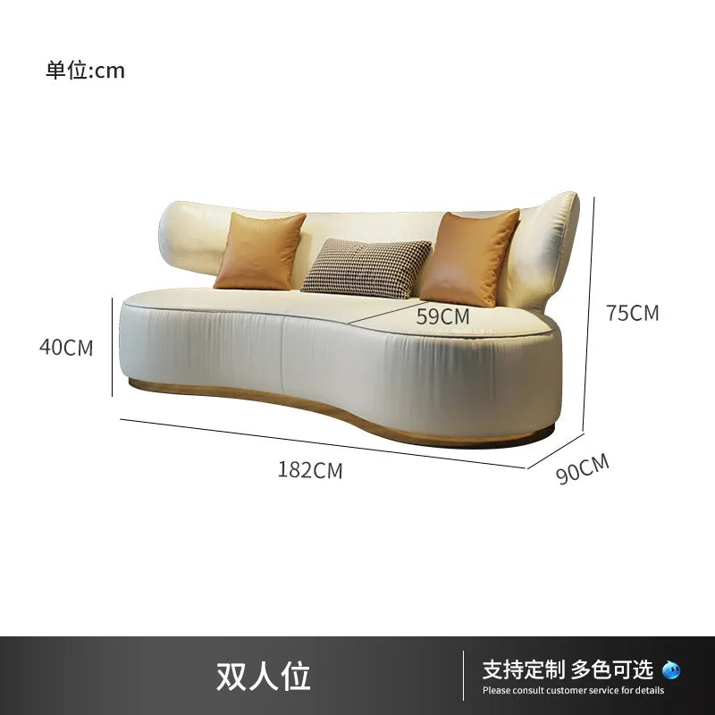 Light luxury first-layer cowhide curved sofa small apartment living room
