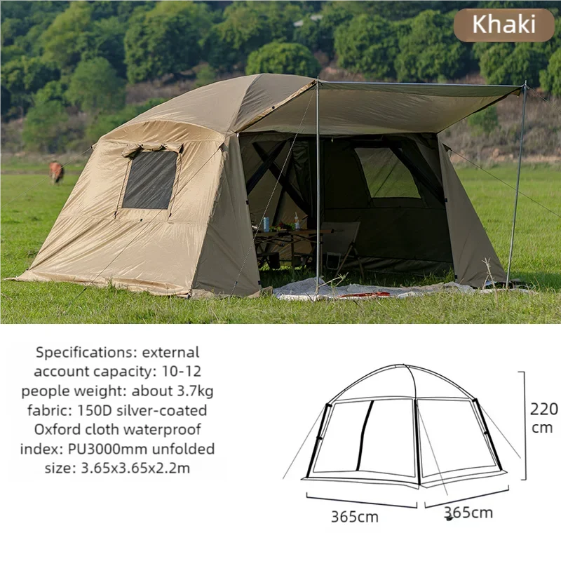 Outdoor Camping Mosquito Nets Tents 6-15 Person Rainproof Silver Glue Sunscreen Beach Picnic Sunshade Canopy Camping Equipment