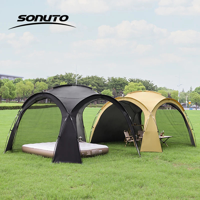 Sonuto 8-13 Person Camping Tent Sun Rainproof & Anti-Mosquito Large Car Awning Compact Foldable Outdoor Pavilion for Family