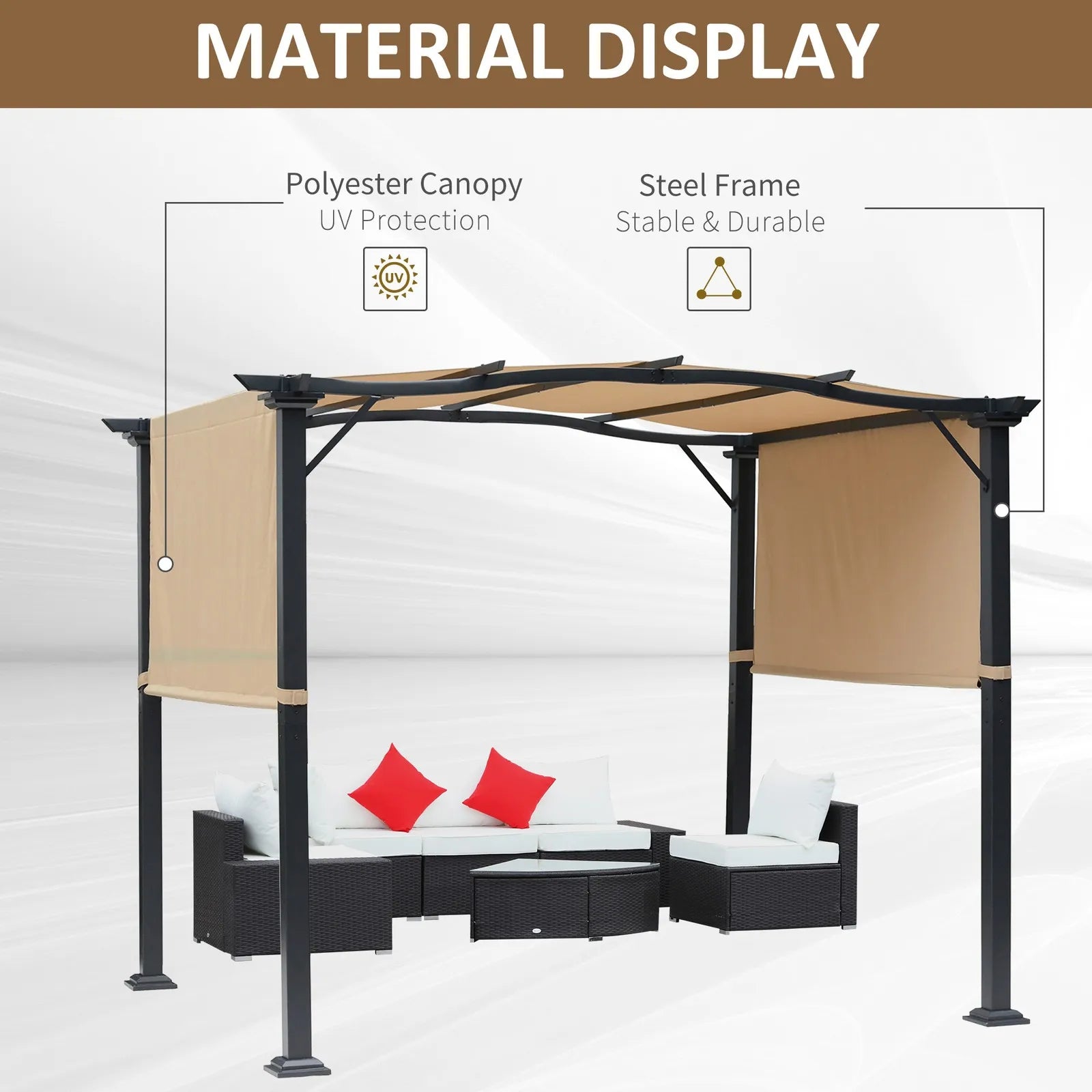 8' x 10' Steel Frame Fabric Outdoor Gazebo Retractable Canopy Shade Awning