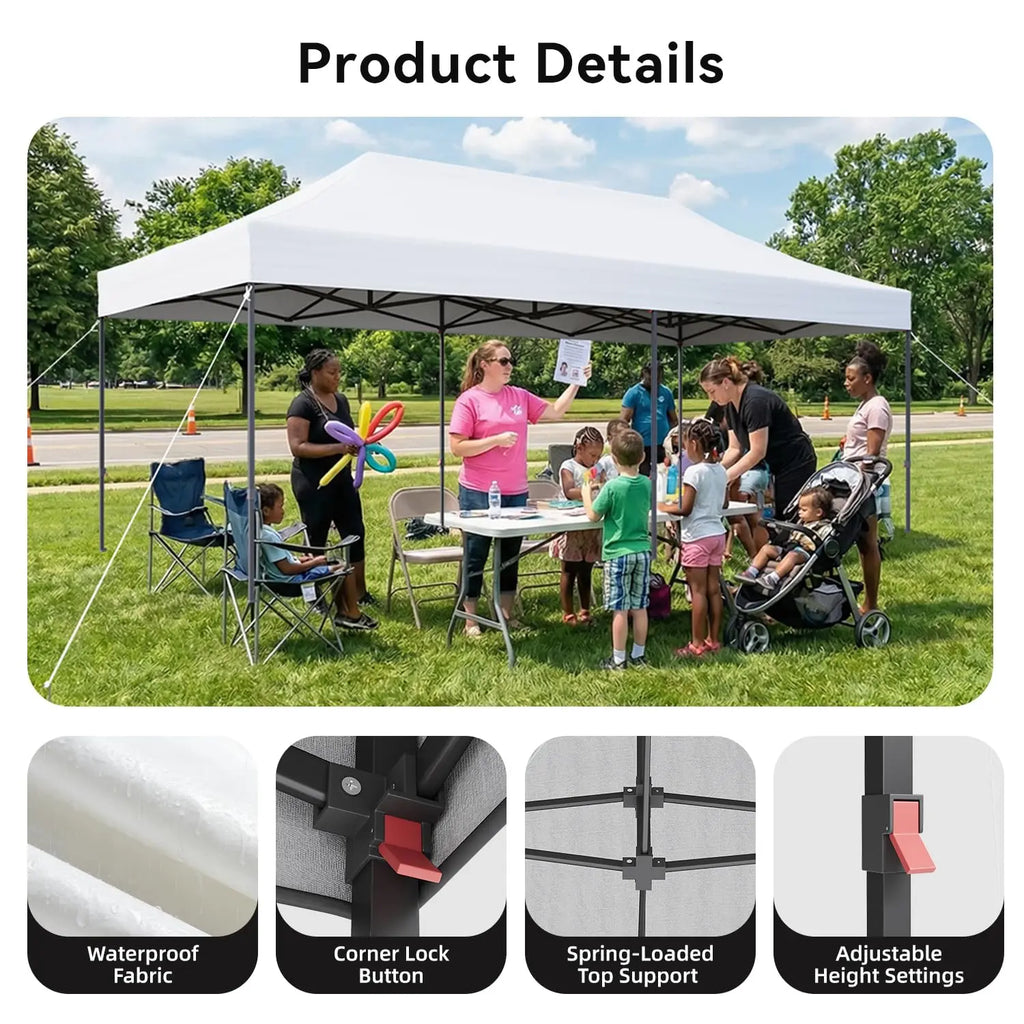 10x20 Pop Up Canopy Without Sidewalls, Easy Up Instant Shelter with Roller Bag & Sand Bags – Outdoor Canopy Tent for, Custom