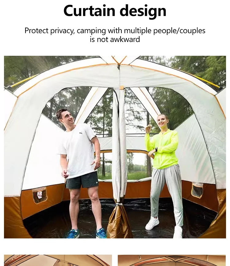 Upgraded 4 Season Camping Tent 3-12 Person Waterproof Windproof Double Layer 2 Room Family Outdoor Backpacking Equipment