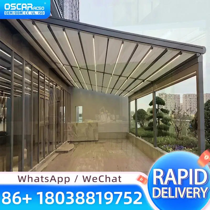 Aluminum Folding Canopy Outdoor Patio Garden Electric Shade Retractable Canopy Pergola