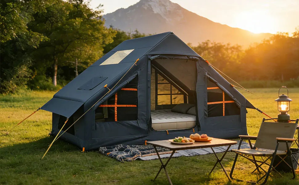 Inflatable Tents for Camping - Easy Blow Up Glamping Tent with Hand Pump, Hot Tent with Stove Jack Waterproof PVC Air Inflatable