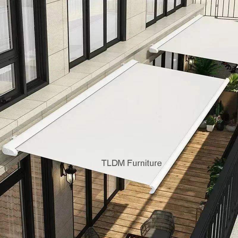 Outdoor Retractable Gazebos Electric Hand-cranked Sun Protection and Rain Protection Canopy Creative Courtyard Balcony Tents ZZ