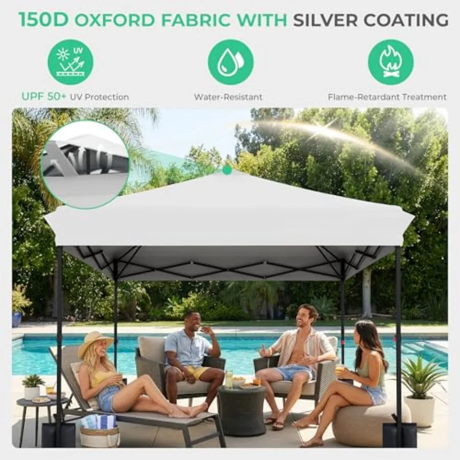 10x10 Pop Up Canopy Tent, Heavy Duty Outdoor Canopy with 1-Push Instant Setup, Commercial Tent with Roller Bag, 4 Sandbags and