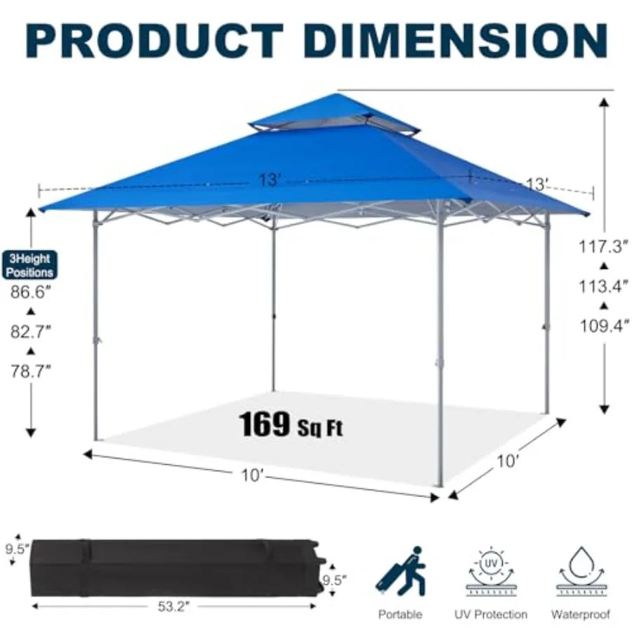 13x13 Pop-Up Canopy Tent Instant Shelter Outdoor Canopy with Wheeled Bag Blue