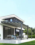 Modern Motorized Folding Canopy LED Light Pergola Aluminum Frame Outdoor Sun Shade Conservatory Awning Retractable Roof Gazebos