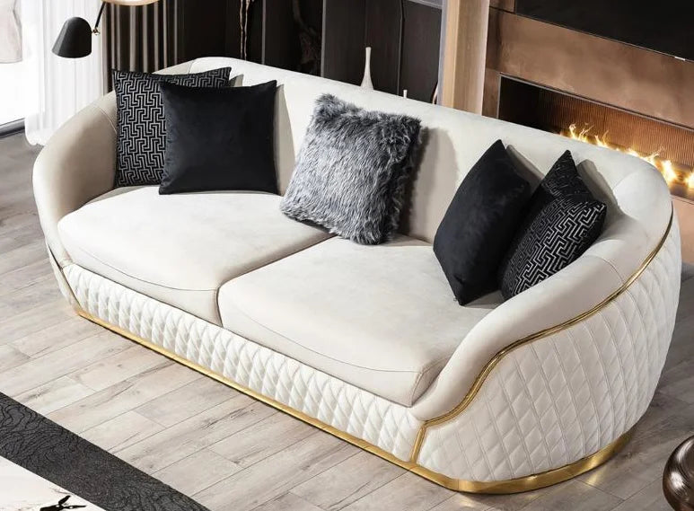 Modern Luxury Loveseat Sofa Set With Gold Stainless Steel Leg Leisure Lounge Sofa for Living Room Hotel Home Furniture
