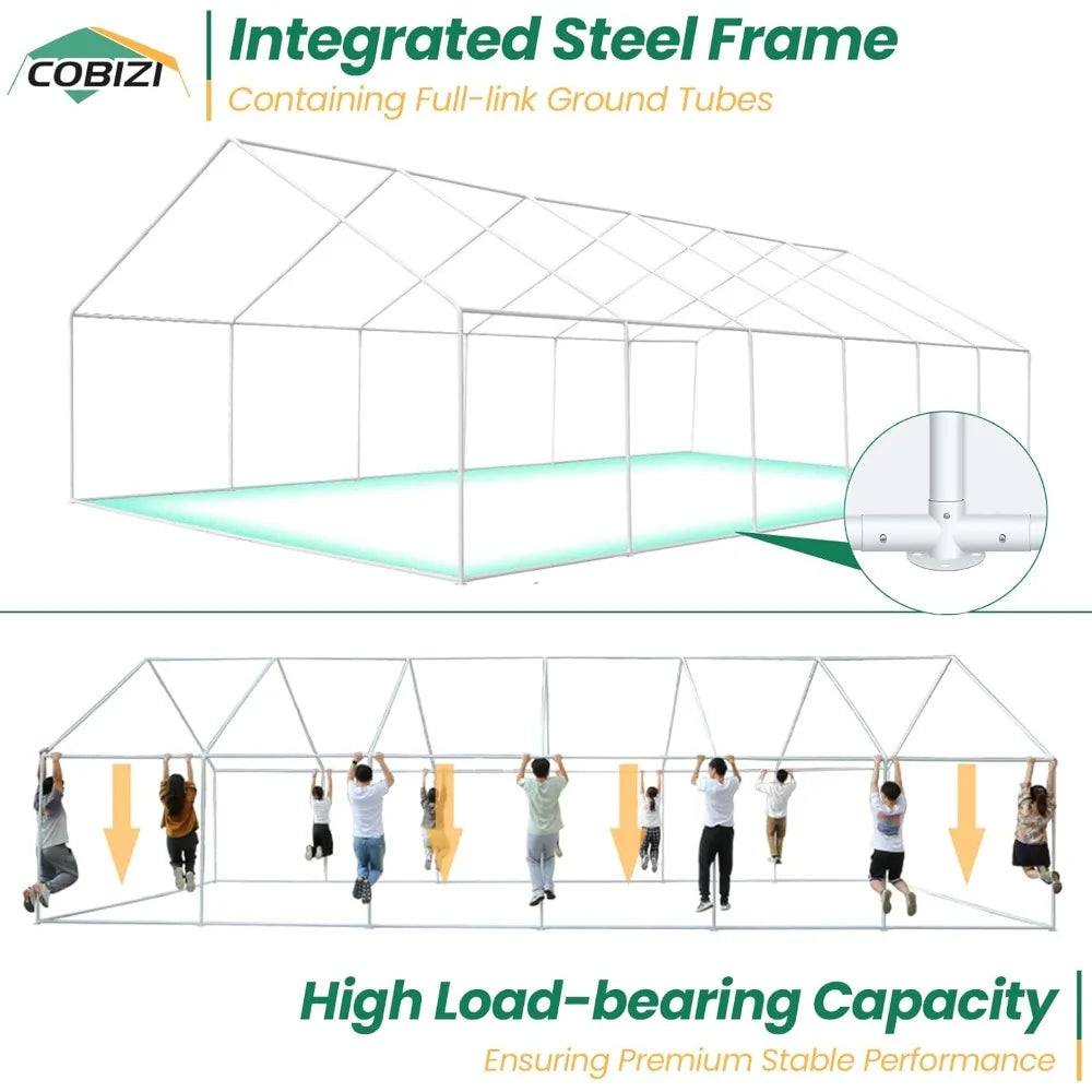 20x40 Party Tent Heavy Duty, Galvanized Wedding Tent, Event Shelter for Parties, Outdoor with Removable Sidewall & Built-in San