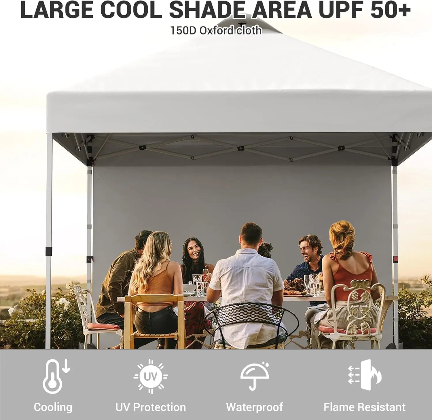 10x10FT Pop Up Gazebos Canopy Tent with Removable Sidewall, One-Push Instant Setup Outdoor Canopy Shelter with Vented Roof, Roller Bag & Sandbags for Beach Camping Market