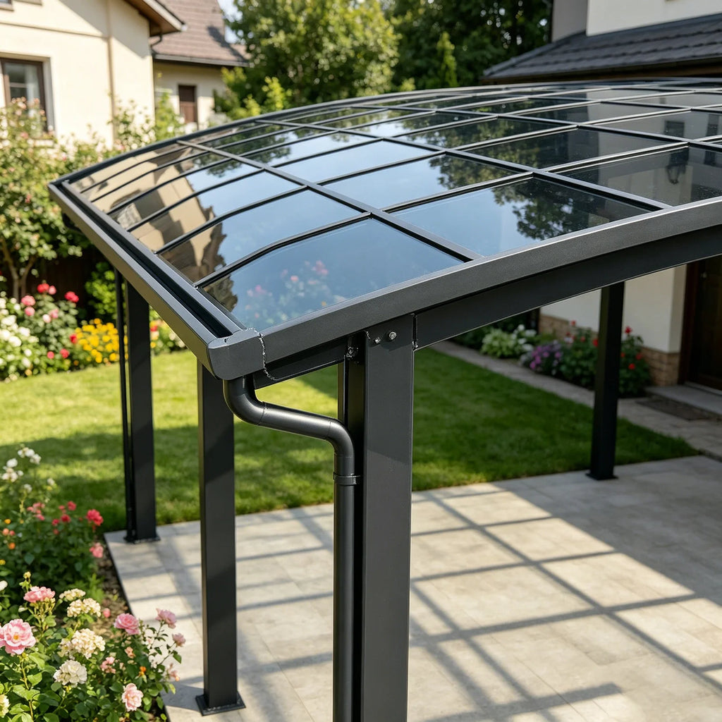 Premium Aluminum Outdoor Structures & Shade, Freestanding Carport Garage with Thick Roof Panels, Reliable Car Parking Shelter