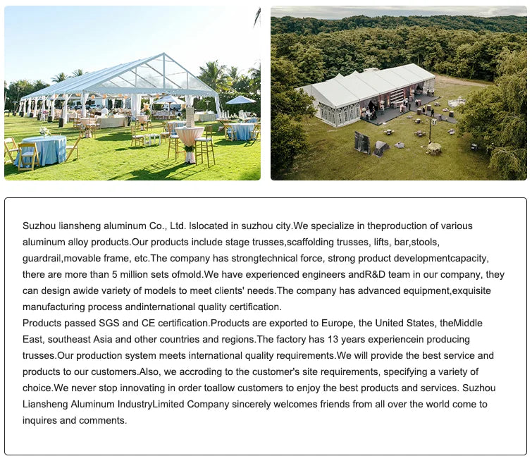 Hot sale large outdoor tent for wedding parties, commercial exhibition events for 200, 400, 600 people, large