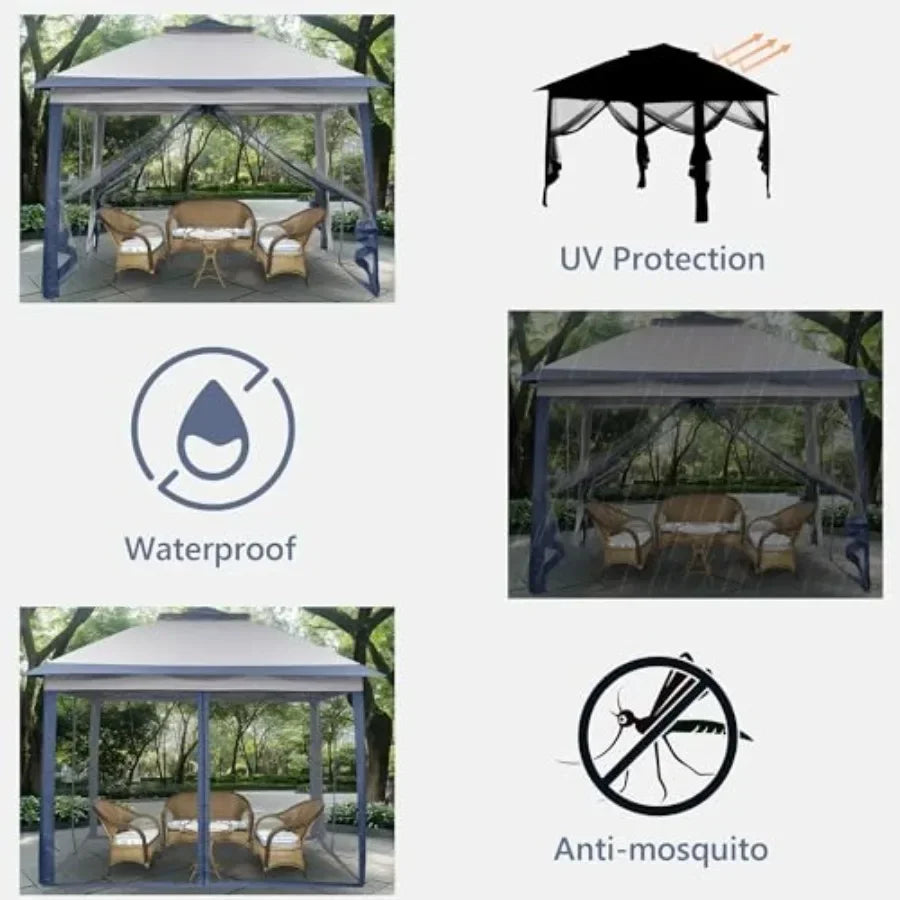 11x11 Pop Up  Tent Outdoor  with Netting Outdoor Gazebo for Backyard Tent with Handbag