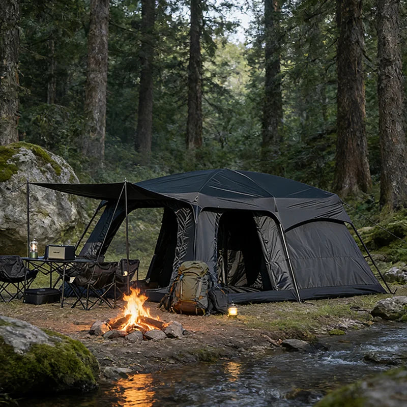 4/8/12-Person Outdoor Camping Tent with Extendable Canopy: Mosquito-proof, waterproof, and UV-resistant; well-ventilated and breathable to prevent stuffiness; quick to set up and easy to pack away; suitable for all seasons an