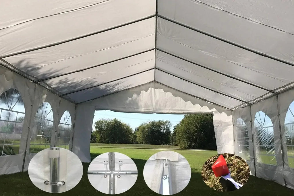 Tentes en PE budgétaires 26'x16', pour fêtes, auvent extérieur, tente de mariage avec parois latérales amovibles supérieures imperméables
