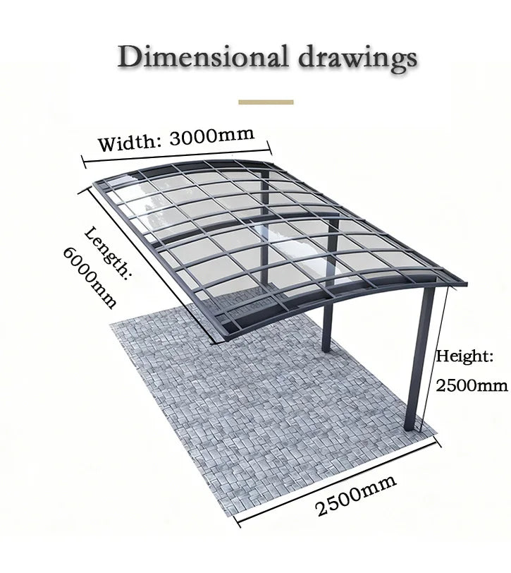 Modern Aluminium Carport, Tough Polycarbonate Canopy, Multi-scene Single Carport,Snow & Hail Resistant Shelter for Private Homes