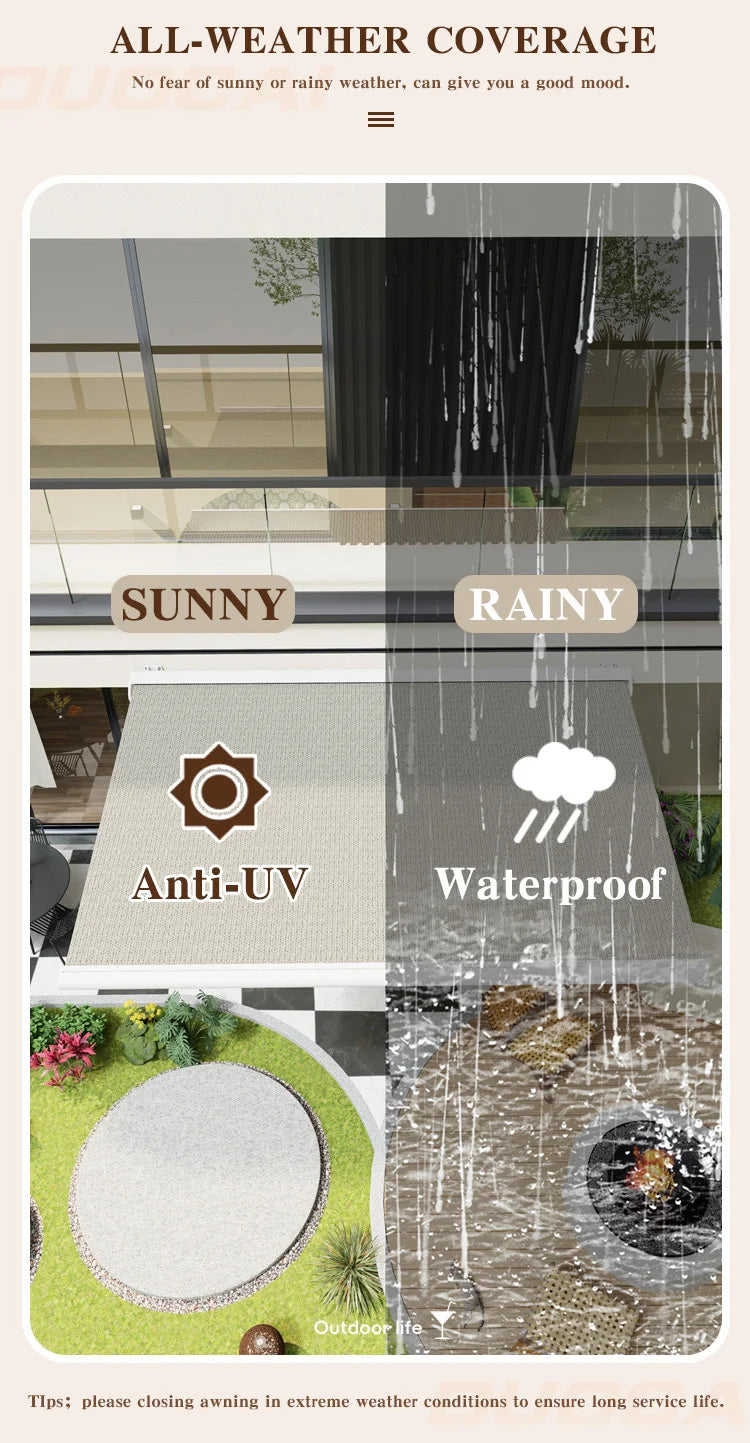 Automatic Awning Outdoor Cassette Foldable Awning Sun Shades Outdoor Retractable Awning Garden Buildings