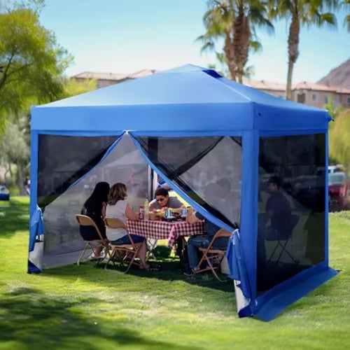 10 x 10 Pop Up  Tent with Netting  Gazebo Ez up Sn House Room with Carry Bag Height Adjustable for Outdoor Garden Patio