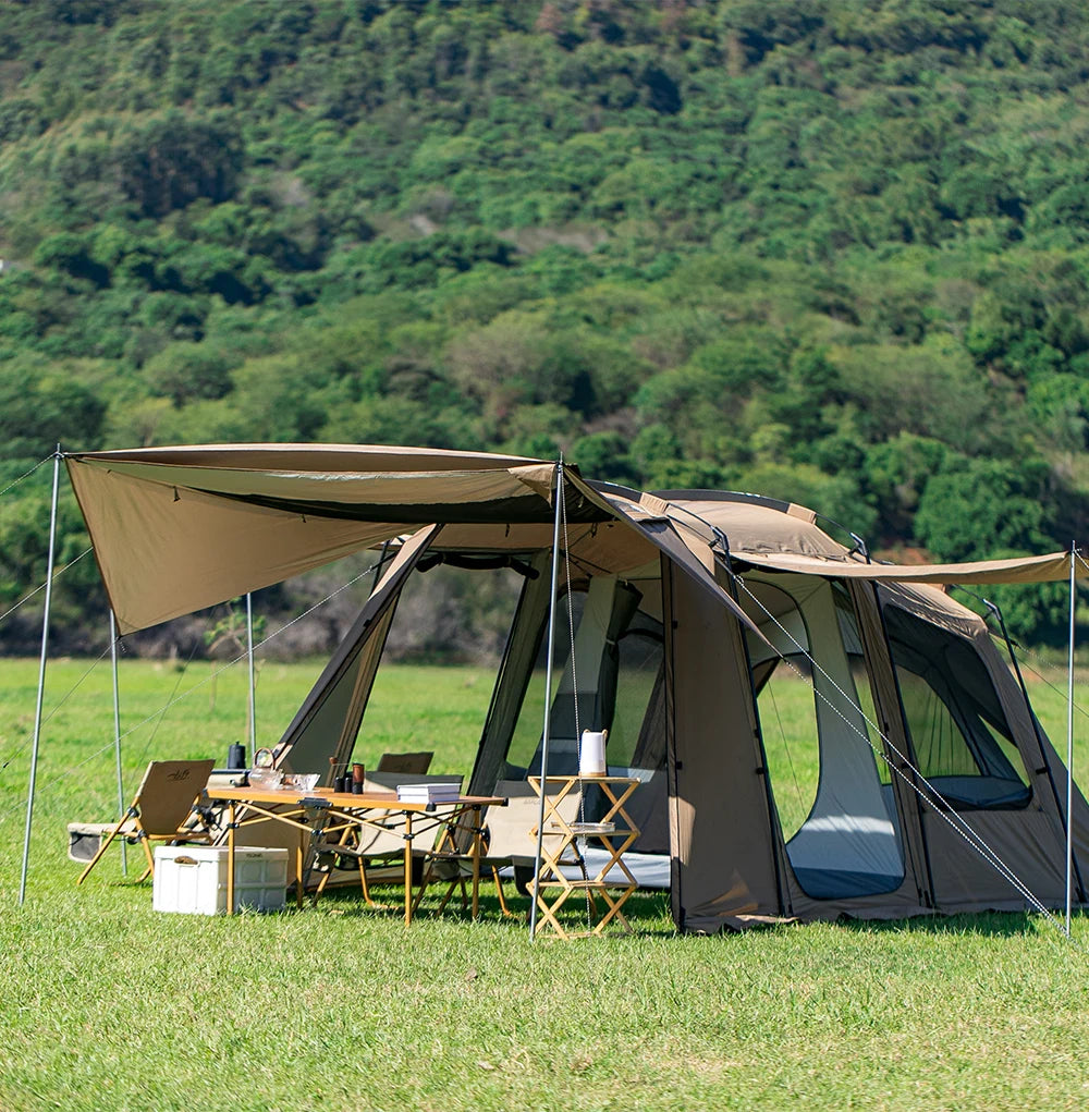 Tunnel tent 8-12 person 4-season double-layer waterproof UV resistant and windproof tent Family outdoor camping tent detachabl