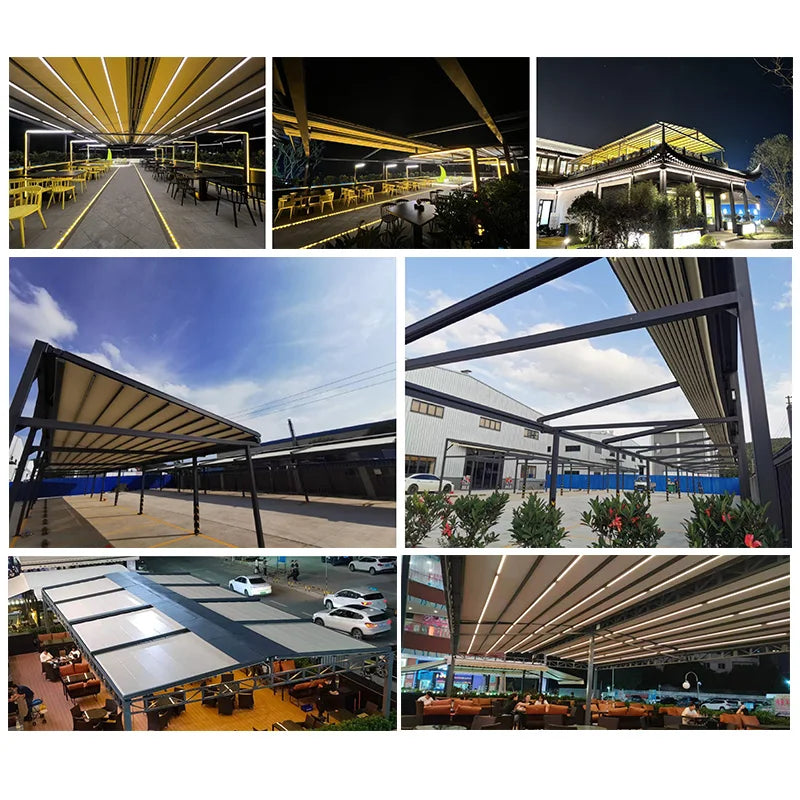 Retractable Roof Awning Aluminium Carport Gazebo Bioclimatic Electric Aluminum Outdoor Waterproof Roof Motorized Garden Pergola