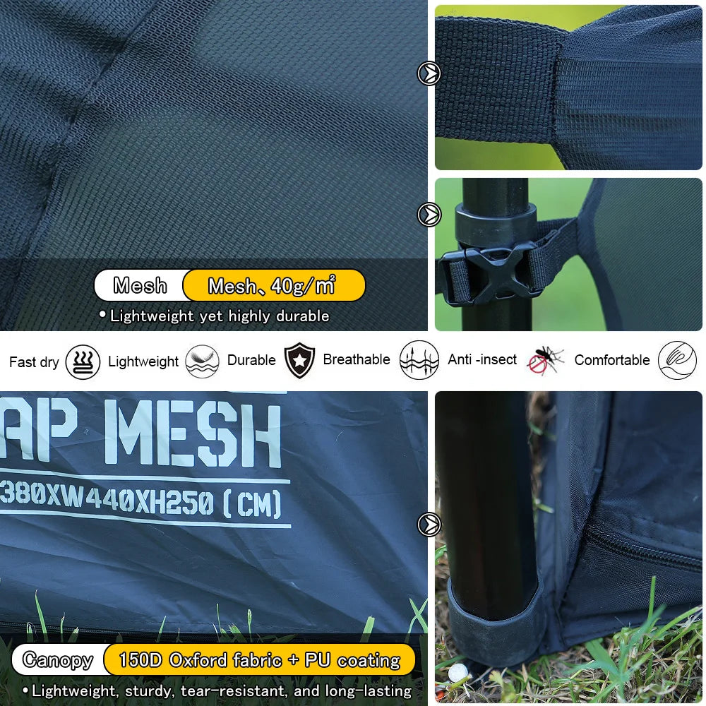 Soomloom Mesh Screen for 5×4M Tarp – Lightweight Mosquito Tent with Skirt, Insect-Proof Mesh Shelter for Summer Outdoor Camping