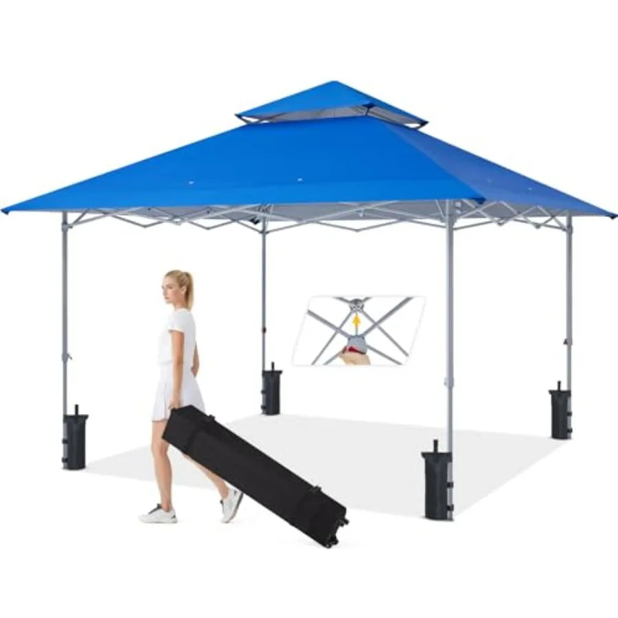 13x13 Pop-Up Canopy Tent Instant Shelter Outdoor Canopy with Wheeled Bag Blue