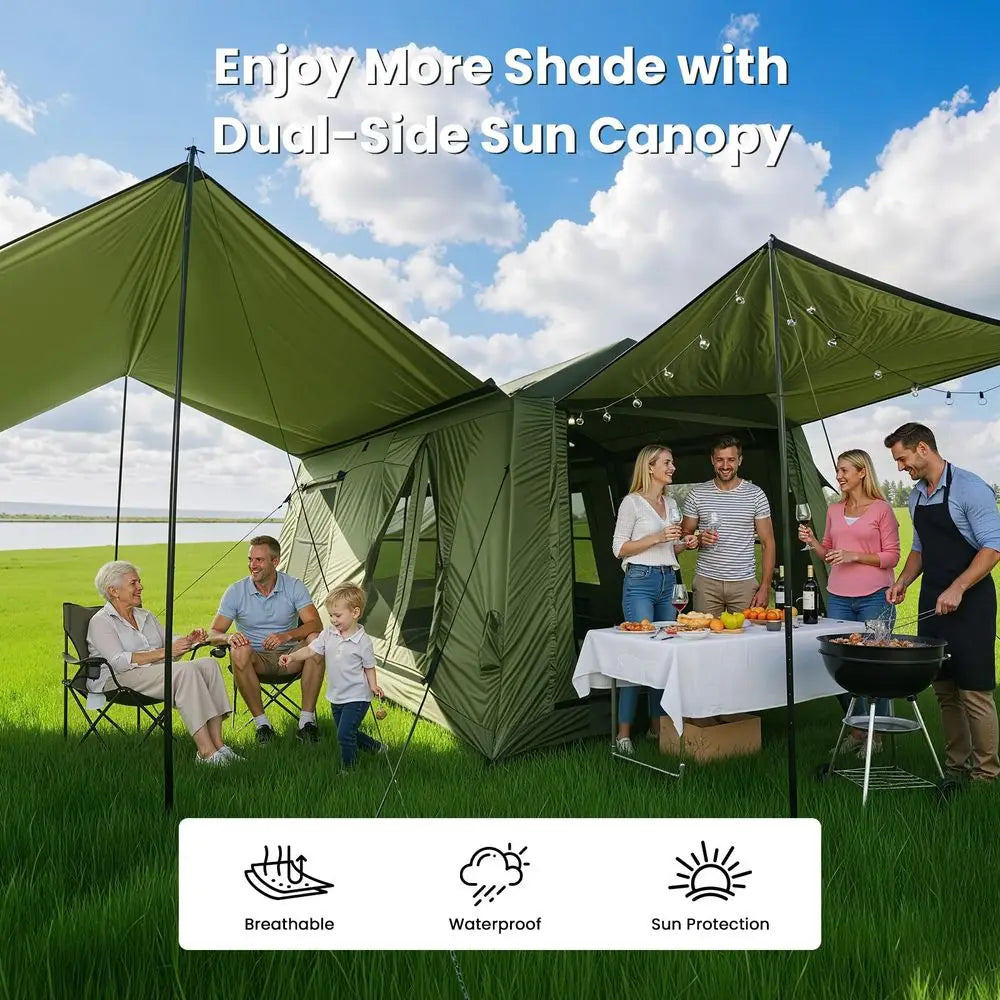 2 6 8 10 12 Person Inflatable Camping Tent, Easy Setup Blow Up Tent with Hand Pump, PU3000mm Waterproof amp Breathable 4 Season
