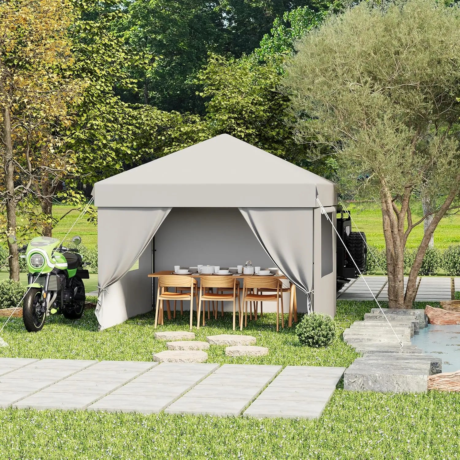 10x10 FT Pop Up Canopy Tent with Sidewalls, Heavy Duty Commercial Instant Shelter, Adjustable Waterproof Outdoor Gazebo with Carry Bag for Events, Parties, Markets