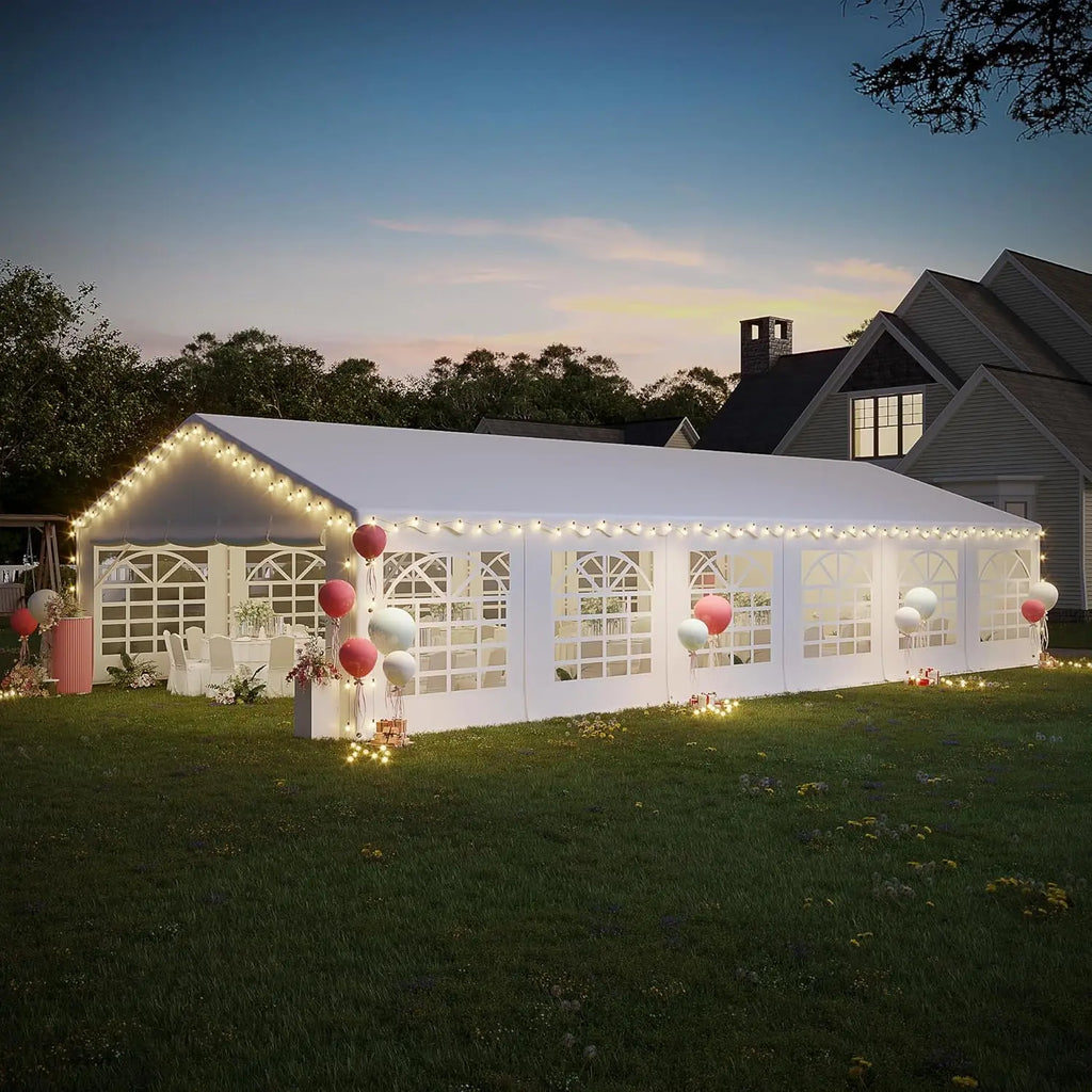 20x40ft Heavy Duty Party Tent Removable Sidewalls 2 Roll-up Doors 4 Storage Bags Outdoor Wedding Canopy White, Customized