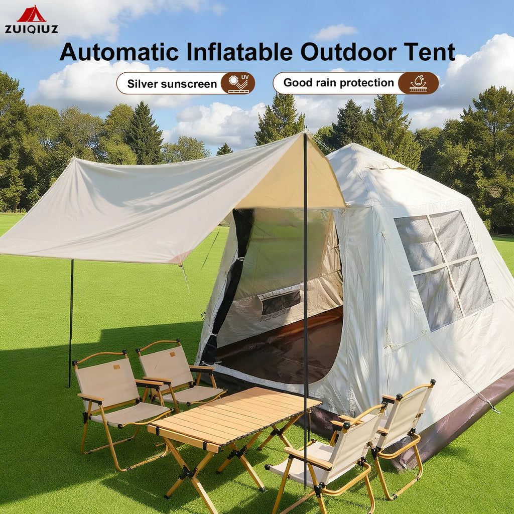 Outdoor Park Camping Glamping Tent Multi-person 4-5 People Tent Hiking Mountain Hiker Inflatable Tent Portable Rainproof Tent