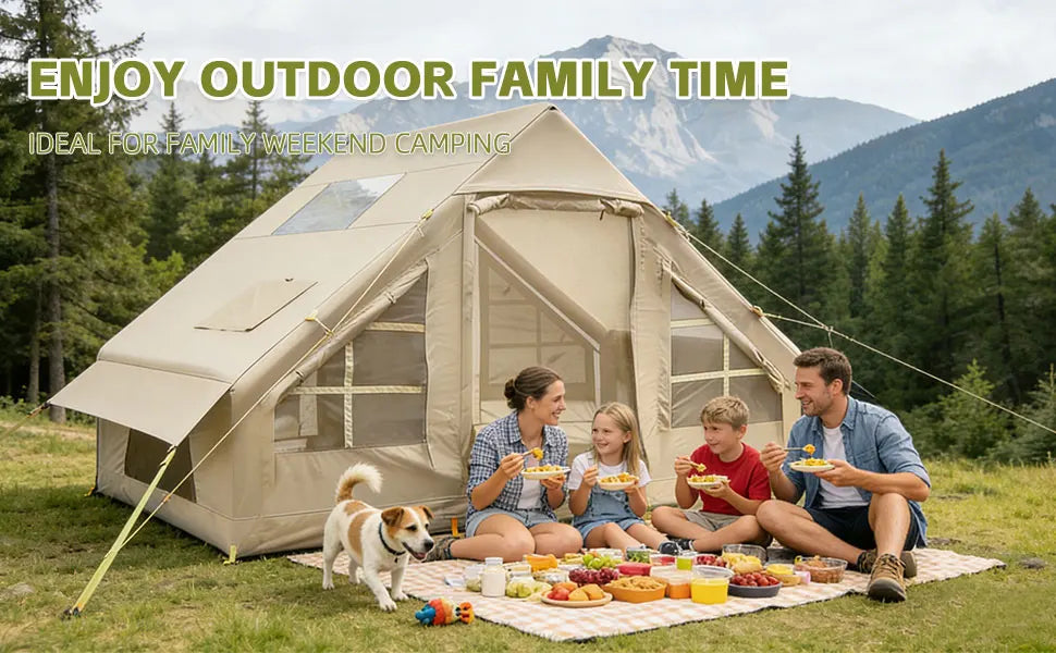 Inflatable Tents for Camping - Easy Blow Up Glamping Tent with Hand Pump, Hot Tent with Stove Jack Waterproof PVC Air Inflatable