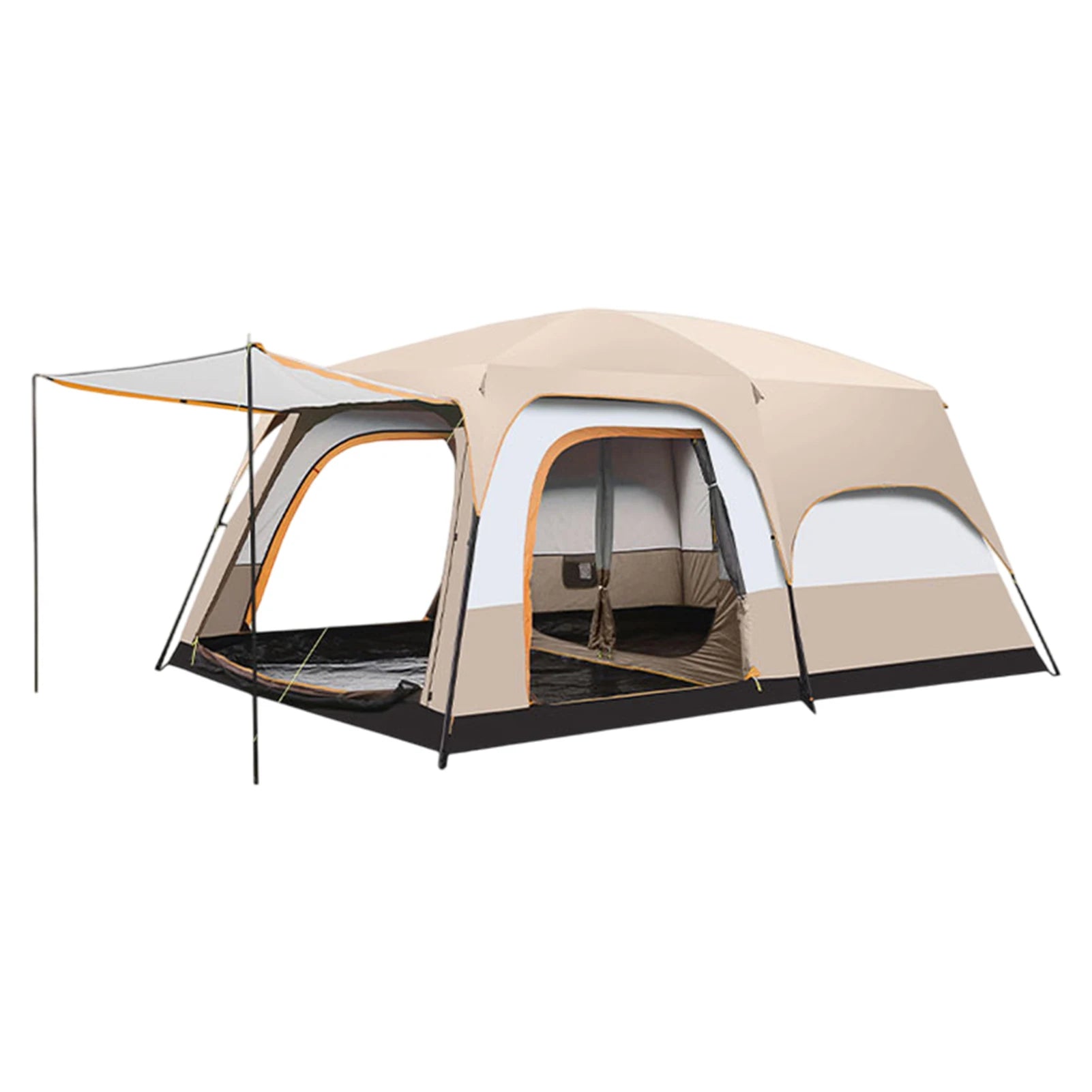 3-12 Person Double Layers Oversize  Outdoor Camping Family Tent  2 Rooms Thickened Rainproof Outdoor Family Camp Tour Equipment