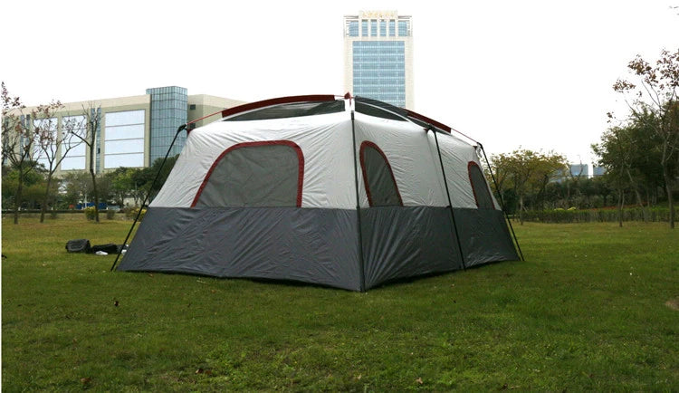 6-12Persons 2Rooms Large Space Tent Glamping Tourist Outdoor Camping Family Travel Anti-storm Suncreen Luxury UV 50+ Beach Play